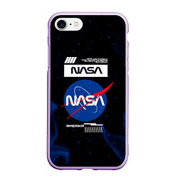 Чехол iPhone 7/8 матовый Nasa - синее пламя, цвет: 3D-сиреневый