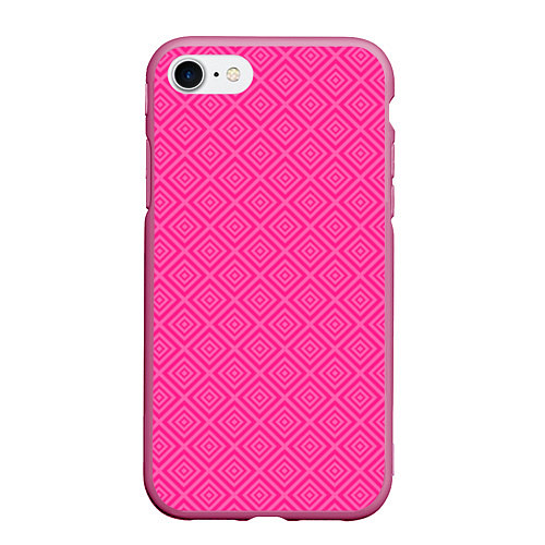 Чехол iPhone 7/8 матовый Розовый орнамент из квадратиков / 3D-Малиновый – фото 1