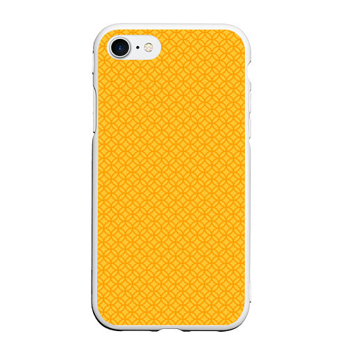 Чехол iPhone 7/8 матовый Желтые связанные узоры / 3D-Белый – фото 1