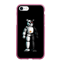 Чехол iPhone 7/8 матовый Monokuma and FNAF, цвет: 3D-малиновый