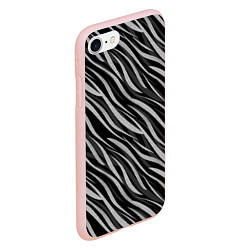 Чехол iPhone 7/8 матовый Полосатый черно-серый узор Зебра, цвет: 3D-светло-розовый — фото 2