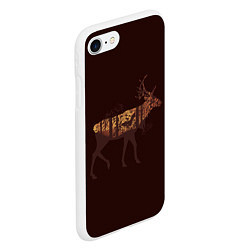 Чехол iPhone 7/8 матовый Осенний лес в силуэте оленя, цвет: 3D-белый — фото 2