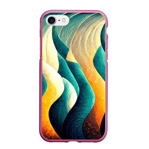 Чехол iPhone 7/8 матовый Вертикальные волны / 3D-Малиновый – фото 1