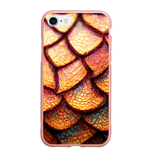 Чехол iPhone 7/8 матовый Чешуя дракона крупная / 3D-Светло-розовый – фото 1