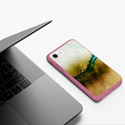 Чехол iPhone 7/8 матовый Абстрактные блёстки, тени и краски, цвет: 3D-малиновый — фото 2