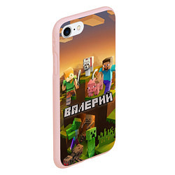 Чехол iPhone 7/8 матовый Валерий Minecraft, цвет: 3D-светло-розовый — фото 2