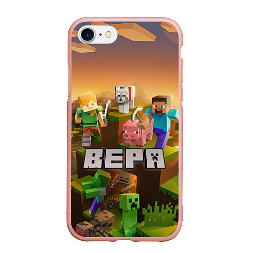 Чехол iPhone 7/8 матовый Вера Minecraft / 3D-Светло-розовый – фото 1