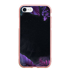 Чехол iPhone 7/8 матовый Неоновые космические тропики, цвет: 3D-светло-розовый