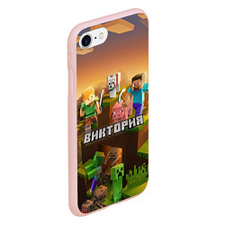 Чехол iPhone 7/8 матовый Виктория Minecraft, цвет: 3D-светло-розовый — фото 2