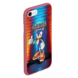 Чехол iPhone 7/8 матовый Sonic - Hedgehog - Video game - жест, цвет: 3D-малиновый — фото 2