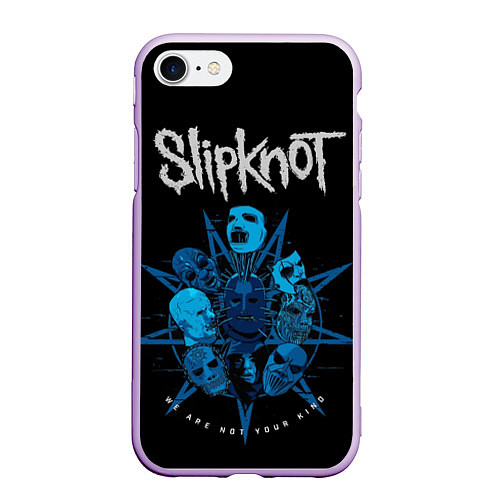 Чехол iPhone 7/8 матовый Slipknot - pentagram / 3D-Сиреневый – фото 1