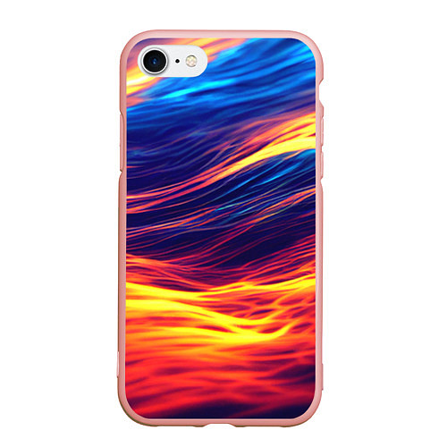 Чехол iPhone 7/8 матовый Волны неон / 3D-Светло-розовый – фото 1