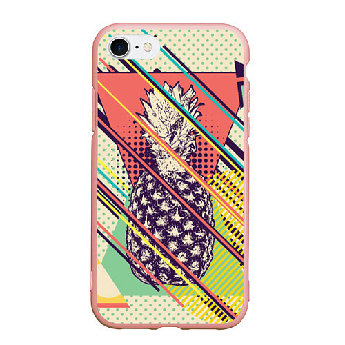 Чехол iPhone 7/8 матовый Геометрический ретро дизайн с ананасом / 3D-Светло-розовый – фото 1