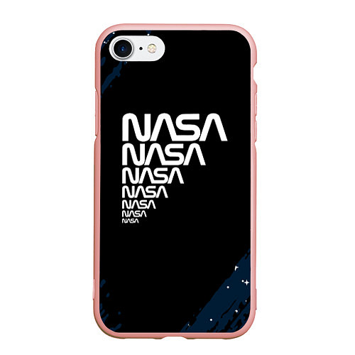 Чехол iPhone 7/8 матовый Nasa надпись / 3D-Светло-розовый – фото 1