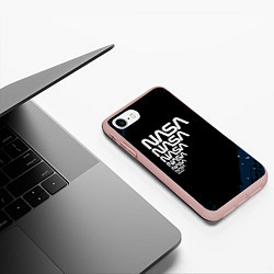 Чехол iPhone 7/8 матовый Nasa надпись, цвет: 3D-светло-розовый — фото 2