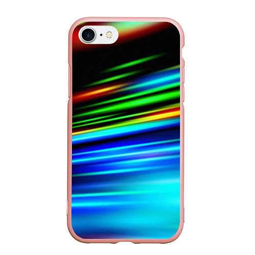 Чехол iPhone 7/8 матовый Абстрактные неоновые полосы / 3D-Светло-розовый – фото 1