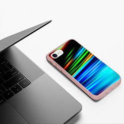 Чехол iPhone 7/8 матовый Абстрактные неоновые полосы, цвет: 3D-светло-розовый — фото 2