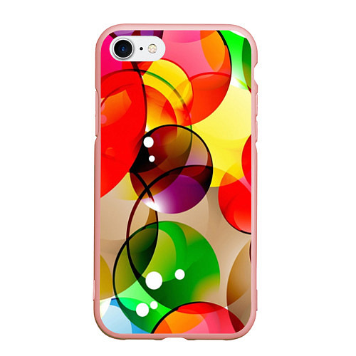 Чехол iPhone 7/8 матовый Большие мыльные пузыри / 3D-Светло-розовый – фото 1