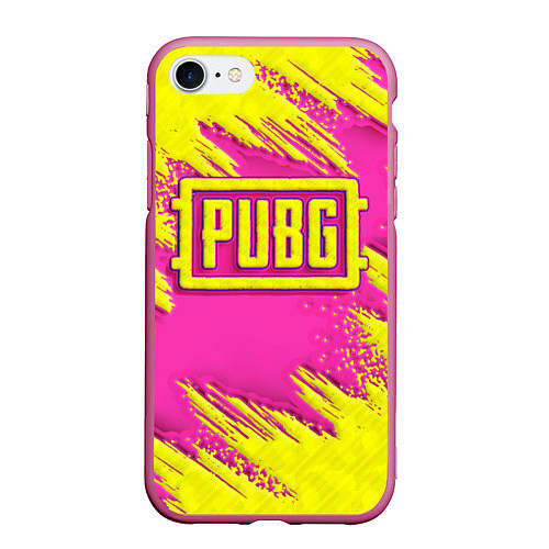 Чехол iPhone 7/8 матовый PUBG yellow / 3D-Малиновый – фото 1