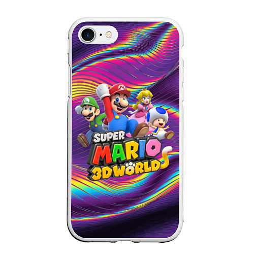 Чехол iPhone 7/8 матовый Герои Super Mario 3D World - Nintendo / 3D-Белый – фото 1