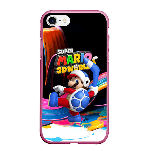 Чехол iPhone 7/8 матовый Super Mario 3D World - Boomerang / 3D-Малиновый – фото 1