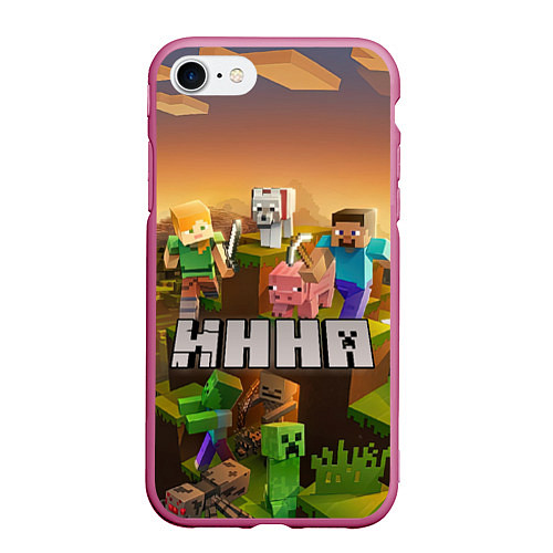 Чехол iPhone 7/8 матовый Нина Minecraft / 3D-Малиновый – фото 1