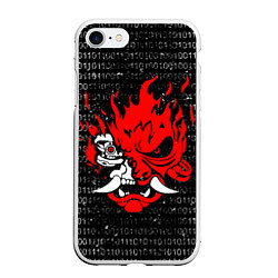 Чехол iPhone 7/8 матовый Двоичный код - Cyberpunk 2077, цвет: 3D-белый