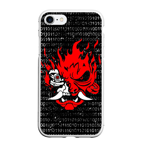 Чехол iPhone 7/8 матовый Двоичный код - Cyberpunk 2077 / 3D-Белый – фото 1