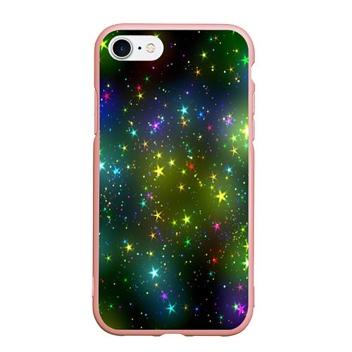 Чехол iPhone 7/8 матовый Маленькие неоновые звездочки / 3D-Светло-розовый – фото 1