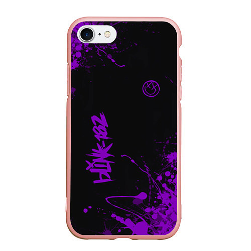 Чехол iPhone 7/8 матовый Blink 182 фиолетовые брызги / 3D-Светло-розовый – фото 1