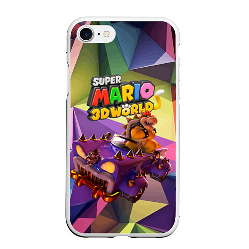 Чехол iPhone 7/8 матовый Точило Боузера - Super Mario 3D World / 3D-Белый – фото 1