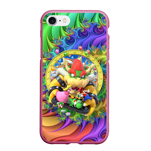 Чехол iPhone 7/8 матовый Mario Party - Team of heroes / 3D-Малиновый – фото 1