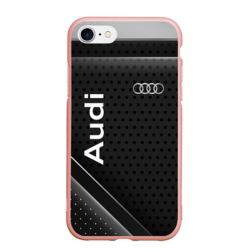 Чехол iPhone 7/8 матовый Audi карбон / 3D-Светло-розовый – фото 1