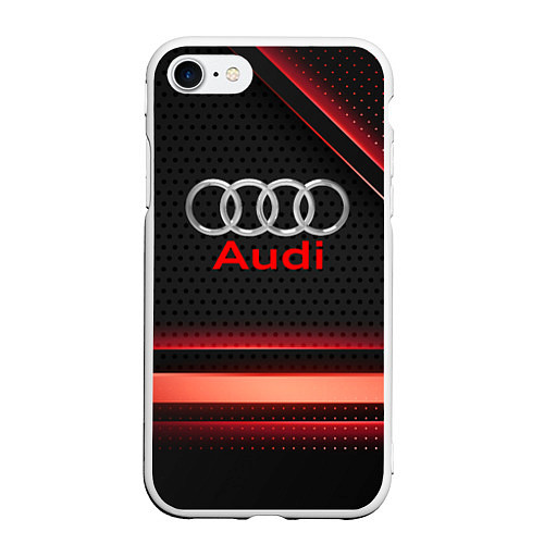 Чехол iPhone 7/8 матовый Audi абстракция карбон / 3D-Белый – фото 1