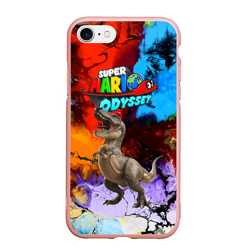 Чехол iPhone 7/8 матовый Super Mario Odyssey - Dinosaur - Nintendo / 3D-Светло-розовый – фото 1