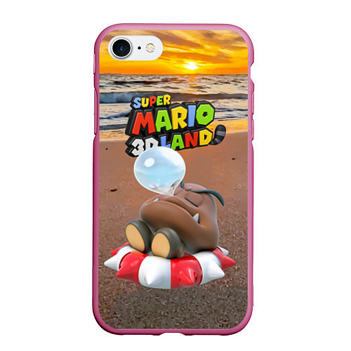 Чехол iPhone 7/8 матовый Goomba - Super Mario 3D Land / 3D-Малиновый – фото 1