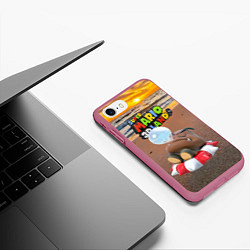 Чехол iPhone 7/8 матовый Goomba - Super Mario 3D Land, цвет: 3D-малиновый — фото 2