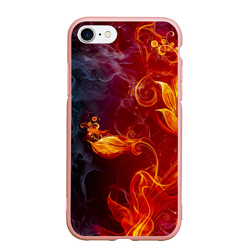 Чехол iPhone 7/8 матовый Огненный цветок с дымом / 3D-Светло-розовый – фото 1