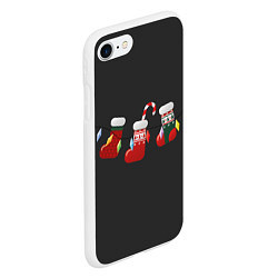 Чехол iPhone 7/8 матовый Новогодняя композиция - Черный фон, цвет: 3D-белый — фото 2