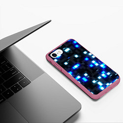 Чехол iPhone 7/8 матовый Неоновые светящиеся квадраты, цвет: 3D-малиновый — фото 2