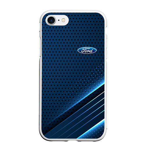 Чехол iPhone 7/8 матовый Ford Абстракция карбон / 3D-Белый – фото 1