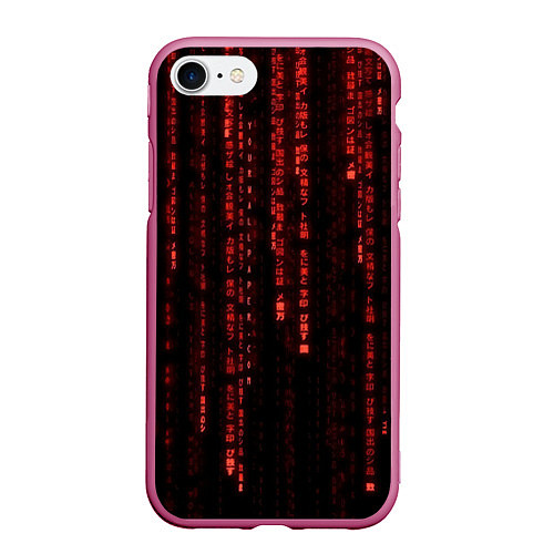 Чехол iPhone 7/8 матовый Программные иероглифы / 3D-Малиновый – фото 1