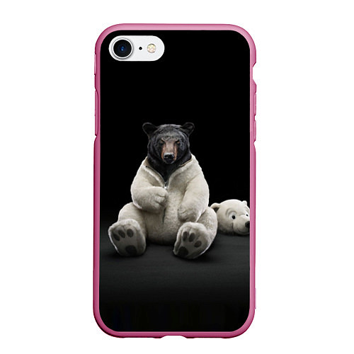 Чехол iPhone 7/8 матовый Медведь в костюме ростовой куклы / 3D-Малиновый – фото 1