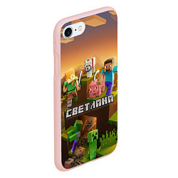 Чехол iPhone 7/8 матовый Светлана Minecraft, цвет: 3D-светло-розовый — фото 2