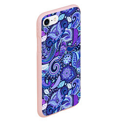 Чехол iPhone 7/8 матовый Фиолетовые цветы узор, цвет: 3D-светло-розовый — фото 2