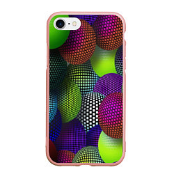 Чехол iPhone 7/8 матовый Трехмерные разноцветные шары, цвет: 3D-светло-розовый