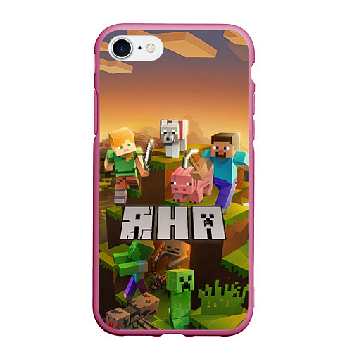 Чехол iPhone 7/8 матовый Яна Minecraft / 3D-Малиновый – фото 1