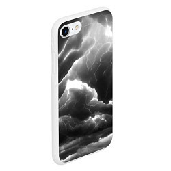 Чехол iPhone 7/8 матовый Молнии в черных тучах, цвет: 3D-белый — фото 2
