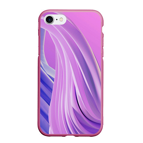 Чехол iPhone 7/8 матовый Волнообразные абстрактные розовые паттерны / 3D-Малиновый – фото 1