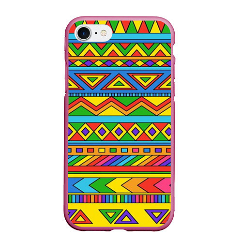 Чехол iPhone 7/8 матовый Красивый цветной орнамент / 3D-Малиновый – фото 1